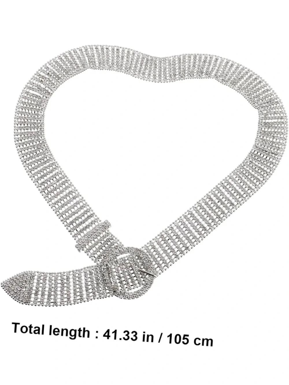 Silver Crystal Rhinestone Belt with Round Buckle